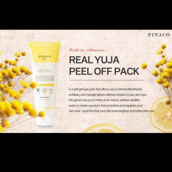 🆕PINACO Real Yuja Peel-Off Face Mask, Blackhead Remover Set of 2 Made in Korea - Picture 2 of 7